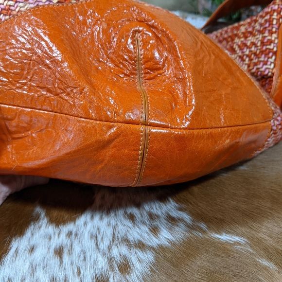 Jana Feifer Orange Pink Tweed Hobo Shoulder Bag - Picture 8 of 12